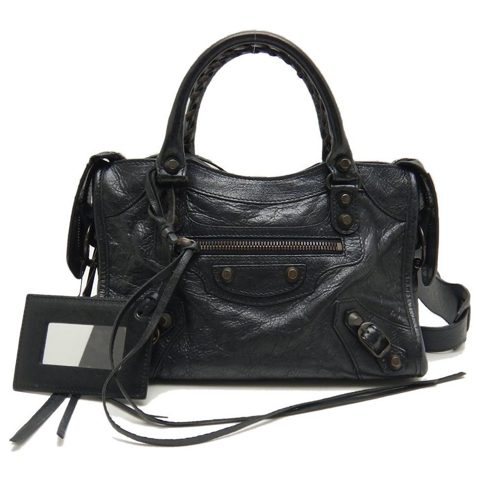Balenciaga Classic Mini City Handbag 2way Lambskin Black